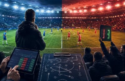 Second-half football tactics changing during a live match