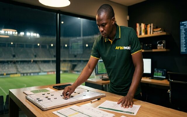 Man analyzing tactics board pitchside